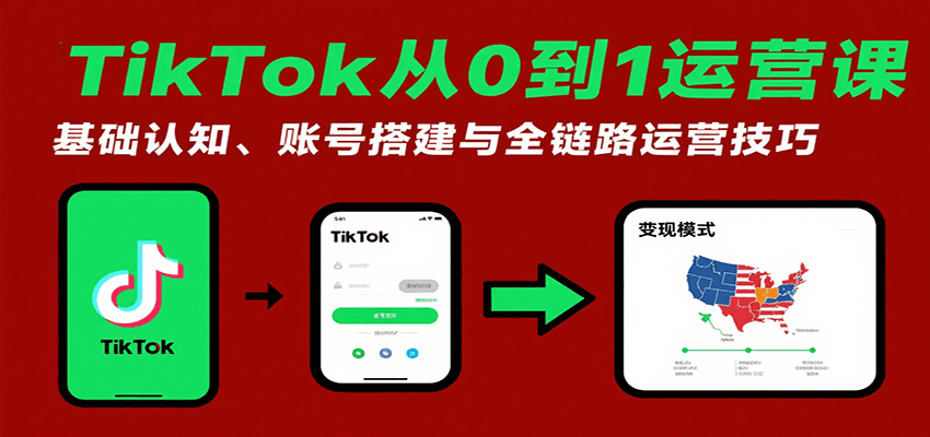 TikTok从0到1运营课：基础认知、账号搭建与全链路运营技巧 - 福缘创业网