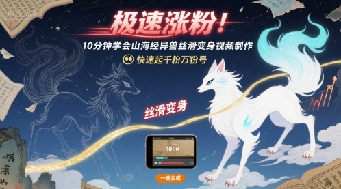 极速涨粉！10分钟学会山海经异兽丝滑变身视频制作，快速起千粉万粉号 - 冒泡网赚