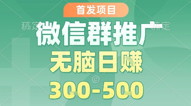 首发项目，微信群推广，一天15单，每单利润10米，无脑日入3-5张 - 冒泡网赚