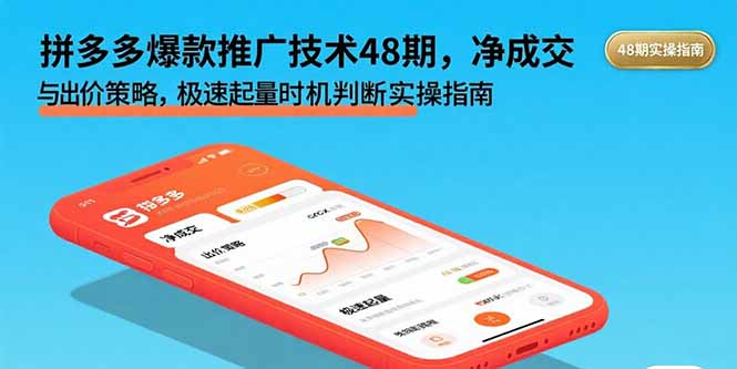 拼多多爆款推广技术48期，净成交与出价策略，极速起量时机判断实操指南 - 中创网