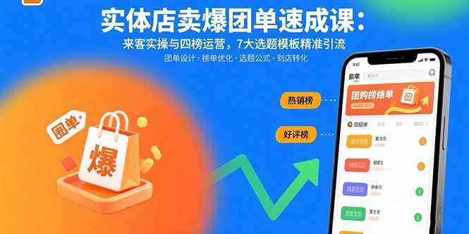 实体店卖爆团单速成课：来客实操与四榜运营，7大选题模板精准引流 - 中创网