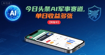 今日头条AI军事赛道，单日收益多张 ，手机可做【附指令】 - 冒泡网赚