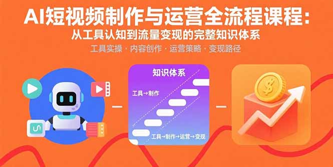AI短视频制作与运营全流程课程：从工具认知到流量变现的完整知识体系 - 中创网