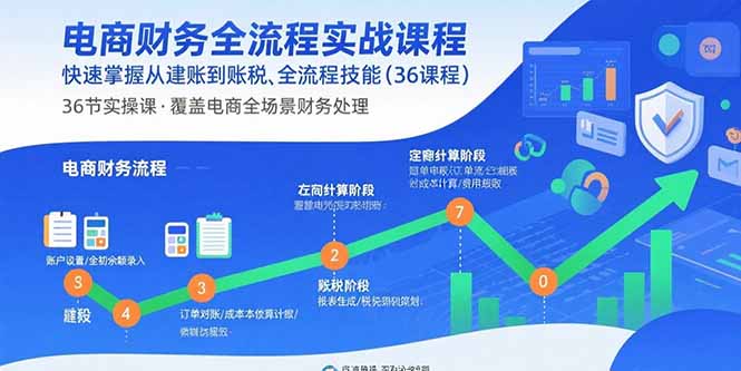 电商财务全流程实战课程：快速掌握从建账到报税的全流程技能（36节课） - 中创网