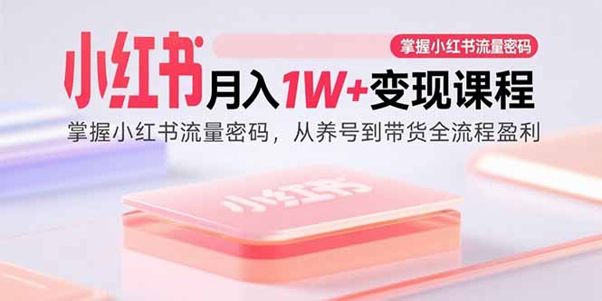 小红书月入1W+变现课程：掌握小红书流量密码，从养号到带货全流程盈利 - 中创网