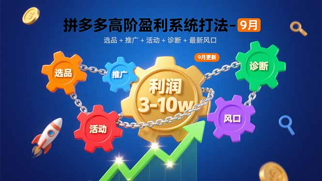 拼多多高阶盈利系统打法-9月:选品+推广+活动+诊断+最新风口,月利润3-10w-紫橙网创项目网