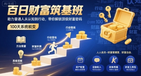 百日财富筑基班,助力普通人从认知到行动,带你解锁顶级财富密码-紫橙网创项目网