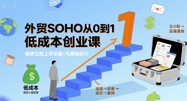 外贸SOHO从0到1低成本创业课，能够立刻上手实操与落地执行 - 冒泡网赚