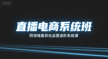 直播电商系统班，同领域差异化运营进阶系统课 - 冒泡网赚