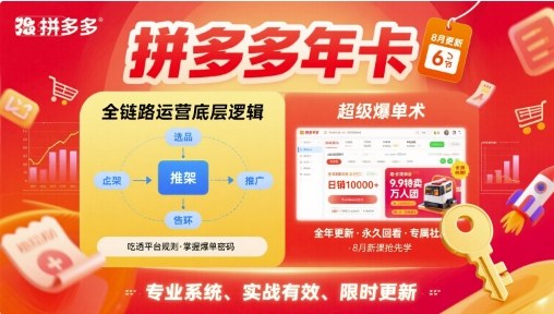 拼多多年卡【8月更新6节】拼多多全链路运营底层逻辑,超级爆单术-紫橙网创项目网