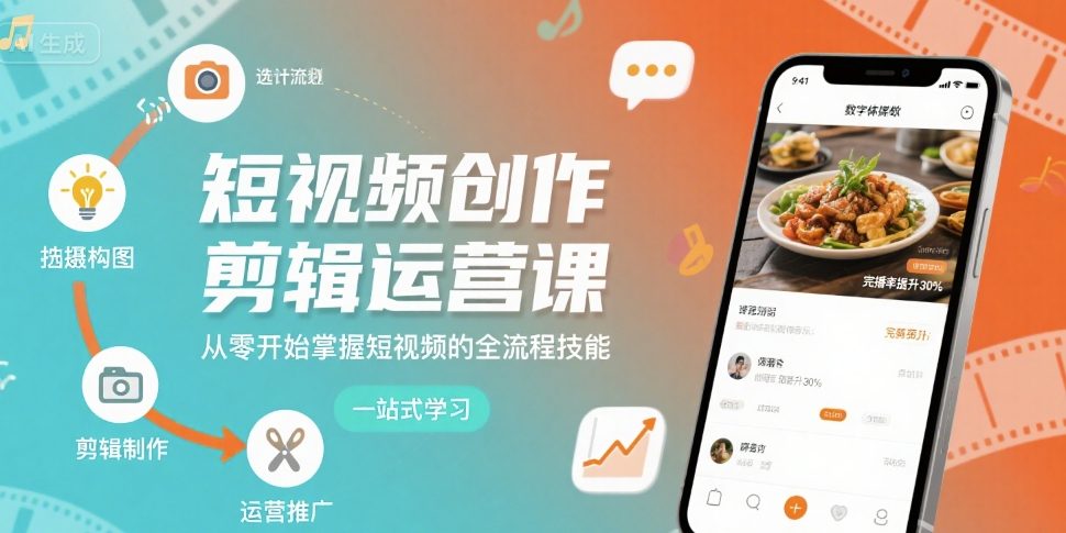 短视频创作剪辑运营课，从零开始掌握短视频的全流程技能 - 冒泡网赚