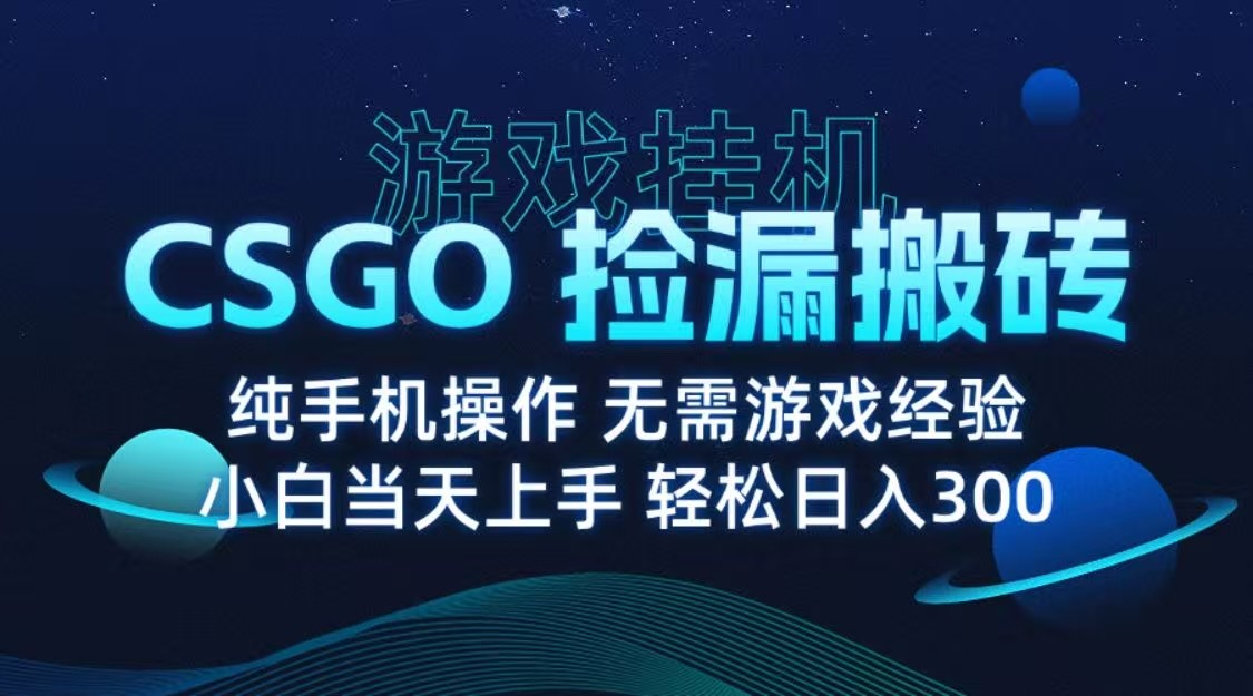 9月最新游戏搬砖,CSGO纯挂机,不需要玩游戏,实现真挂机,月入1W+-紫橙网创项目网