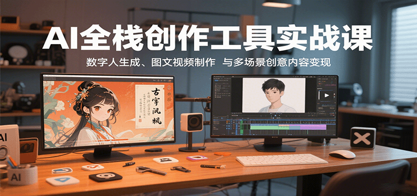 AI全栈创作工具实战课：数字人生成、图文视频制作与多场景创意内容变现 - 福缘创业网