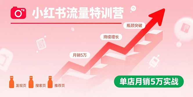 小红书流量特训营:突破流量瓶颈,实现店铺持续增长,单店月销5万实战-紫橙网创项目网