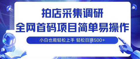 拍店采集调研，全网首码项目，简单易操作， 小白也能轻松上手，多账号操作，轻松日入5张 - 冒泡网赚