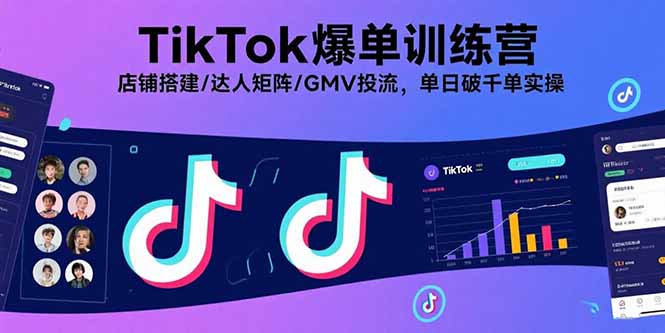 TikTok爆单训练营,店铺搭建/达人矩阵/GMV投流,单日破千单实操-紫橙网创项目网