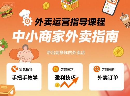 外卖运营指导课程，中小商家外卖指南，手把手带出能挣钱的外卖店 - 冒泡网赚