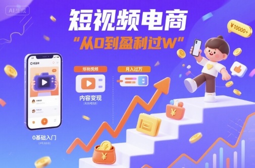 短视频电商:短视频变现从0到盈利过W-紫橙网创项目网