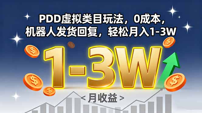 PDD虚拟类目玩法，0成本，机器人发货回复，轻松月入1-3W - 中创网