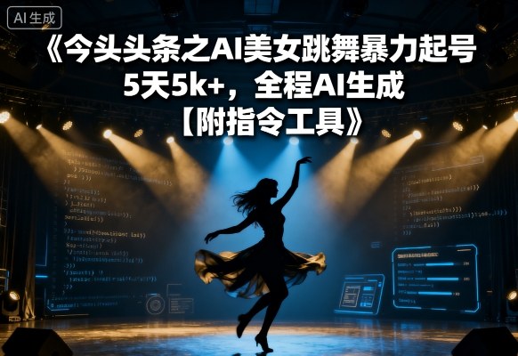 今日头条之AI美女跳舞暴力起号，5天1k+，全程AI生成【附指令工具】 - 冒泡网赚