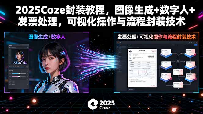 2025Coze封装教程,图像生成+数字人+发票处理,可视化操作与流程封装技术-紫橙网创项目网