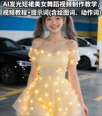 AI发光短裙美女舞蹈视频制作教学，视频教程+提示词(含绘图词、动作词) - 冒泡网赚