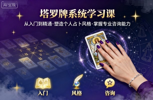 塔罗牌系统学习课，助你从入门到精通，塑造个人占卜风格，掌握专业咨询能力 - 冒泡网赚
