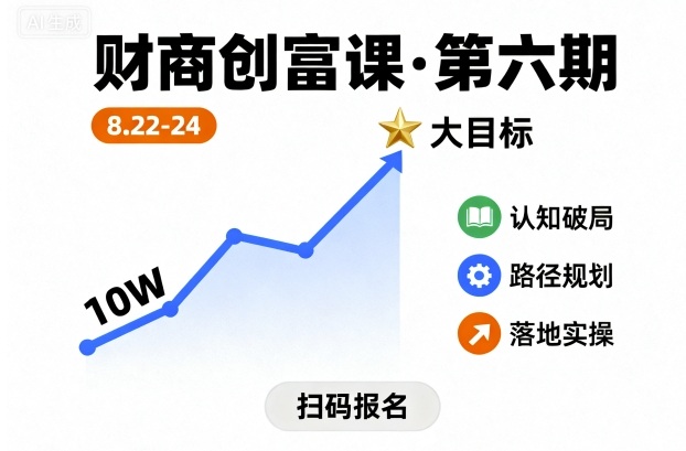 财商创富课第六期8月22-24号，如何从10W起步，一步步实现大目标 - 冒泡网赚