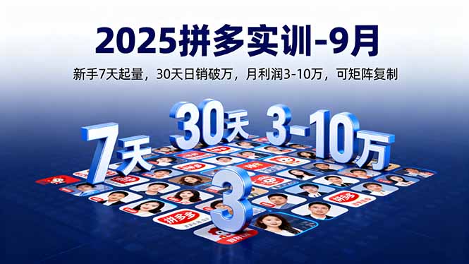 2025拼多多实训-9月:新手7天起量,30天日销破万,月利润3-10万,可矩阵复制-紫橙网创项目网