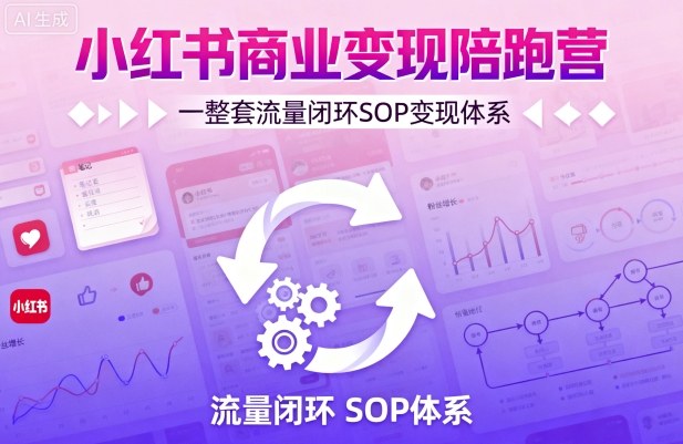 小红书商业变现陪跑营，轻IP矩阵 私域获客 聚光投流，一整套流量闭环SOP变现体系 - 冒泡网赚