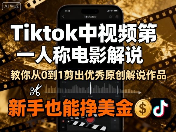 Tiktok中视频第一人称电影解说，教你从0到1剪出一个优秀的原创解说作品，新手也能挣美金 - 冒泡网赚