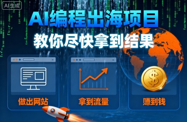 AI编程出海项目,教你尽快拿到结果-做出网站、拿到流量、賺到钱-紫橙网创项目网