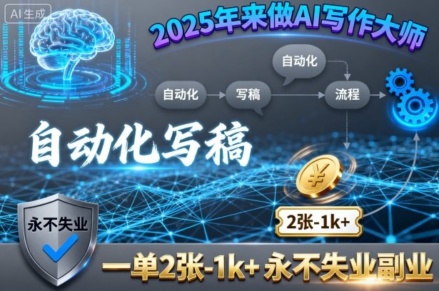 2025年来做AI写作大师，自动化写稿，一单2张-1k+，永不失业副业 - 冒泡网赚