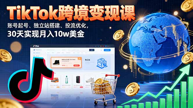 TikTok跨境变现课:账号起号、独立站搭建、投流优化,30天实现月入10w美金-紫橙网创项目网