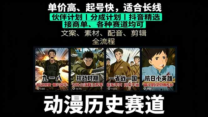 历史动漫赛道撸分成：起号、文案、素材、配音、剪辑，单视频收益破万 - 中创网