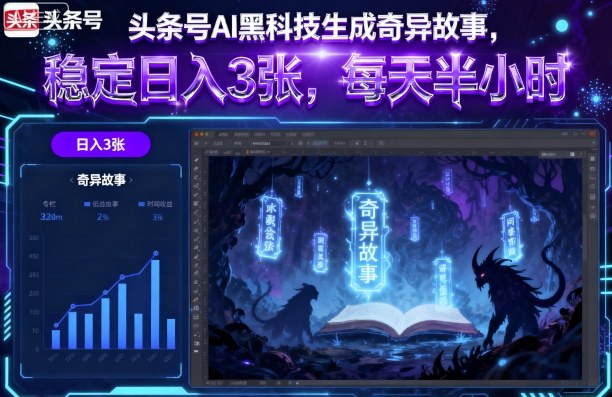 头条号AI黑科技生成奇异故事，稳定日入3张，每天半小时 - 冒泡网赚