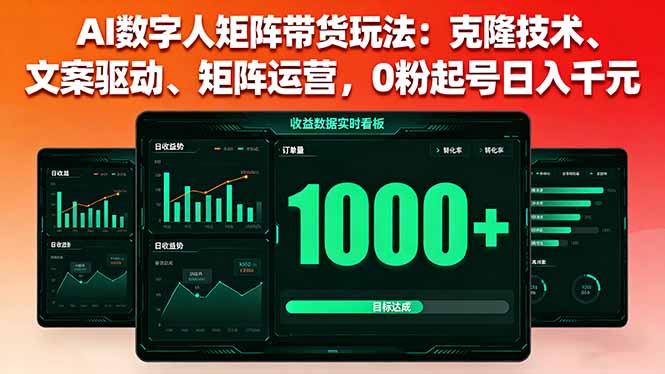 AI数字人矩阵带货玩法:克隆技术、文案驱动、矩阵运营,0粉起号日入千元-紫橙网创项目网