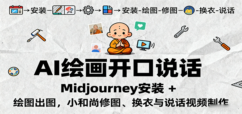 AI绘画开口说话，Midjourney安装 + 绘图出图，小和尚修图、换衣与说话视频制作 - 福缘创业网