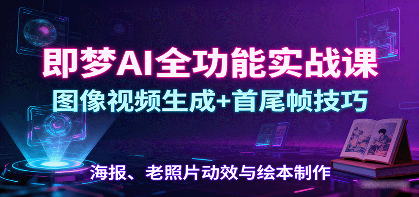 即梦AI全功能实战课：图像视频生成+首尾帧技巧，海报、老照片动效与绘本制作 - 福缘创业网