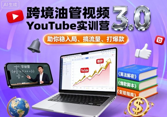 跨境油管视频YouTube实训营3.0，助你稳入局、搞流量、打爆款 - 冒泡网赚