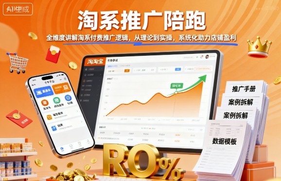 淘系推广陪跑，全维度讲解淘系付费推广逻辑，从理论到实操，系统化助力店铺盈利-紫橙网创项目网