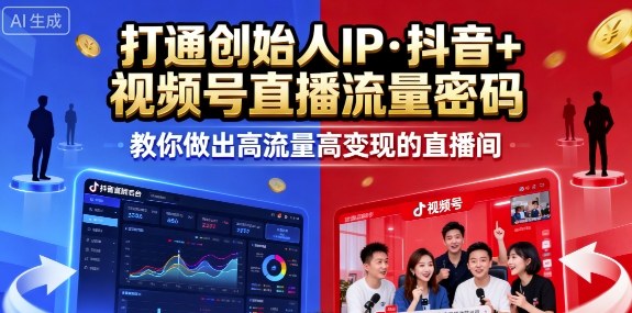 25年直播9-10两期线下课，打通创始人IP，抖音+视频号直播流量密码，教你做出高流量高变现的直播间 - 冒泡网赚