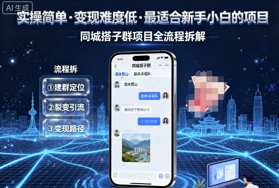 实操简单，变现难度低，最适合新手小白做的项目，每天轻松收入3张，同城搭子群项目全流程拆解 - 冒泡网赚