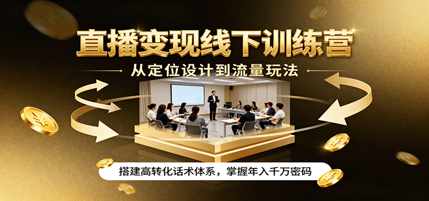 直播变现线下训练营，从定位设计到流量玩法，搭建高转化话术体系，掌握年入千万密码 - 福缘创业网