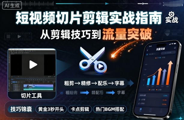 短视频切片剪辑实战指南，从剪辑技巧到流量突破 - 冒泡网赚