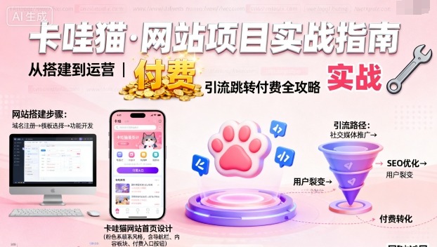 卡哇猫·网站项目，网站搭建与运营以及引流跳转付费 - 冒泡网赚