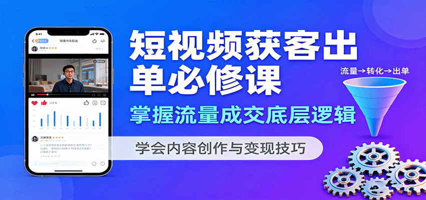 短视频获客出单必修课：掌握流量成交底层逻辑，学会内容创作与变现技巧 - 福缘创业网