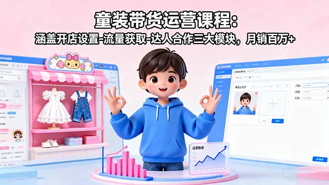童装带货运营课程：涵盖开店设置-流量获取-达人合作三大模块，月销百万+ - 中创网