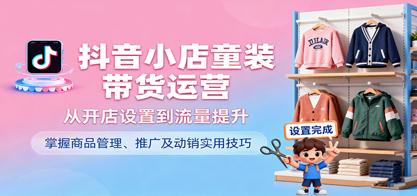 抖音小店童装带货运营，从开店设置到流量提升，掌握商品管理、推广及动销实用技巧 - 福缘创业网