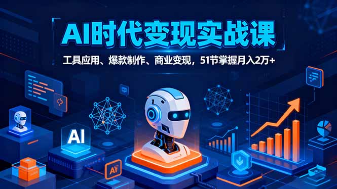 AI时代全场景实战课，工具应用、爆款制作、商业变现，51节掌握月入2万+ - 中创网